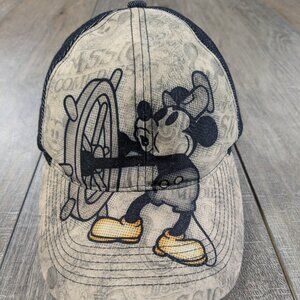 Steamboat Willie Hat Strapback Adjustable Mickey Mouse Blue Tan Walt DisneyWorld